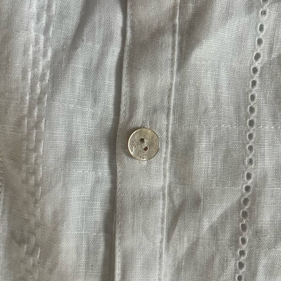 John Mark linen NWT top womens OX tuxedo boho resort Lagenlook engraved buttons - Picture 7 of 15